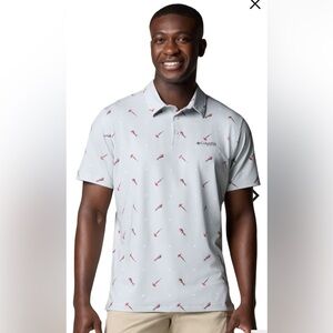 Columbia Men’s Super Slack Tide II Short-Sleeve Polo Cool Grey Starcast L NWT